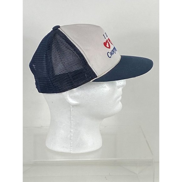 VTG "I Love Country Music" Trucker Mesh Snapback Cap White/Navy M/L NWOT F275 - Picture 3 of 7